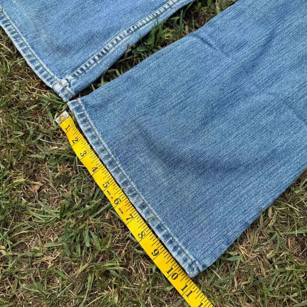 BKE Denim Mens Flare Leg Jeans Medium Wash Distressed